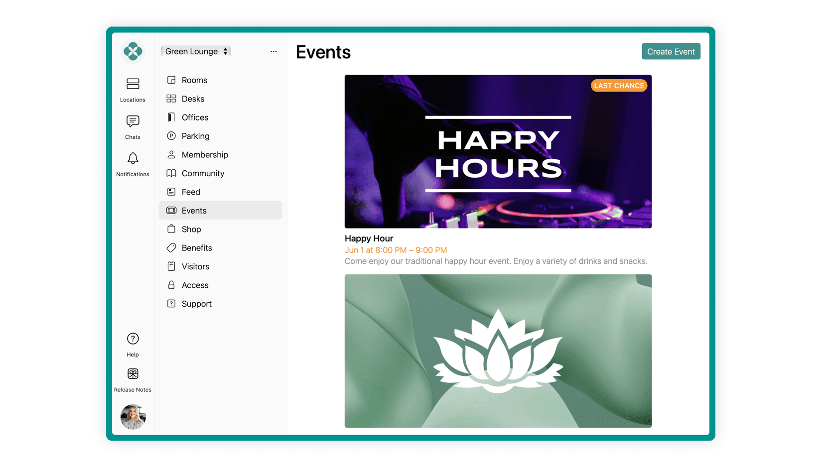 Events on Spacebring coworking space management software
