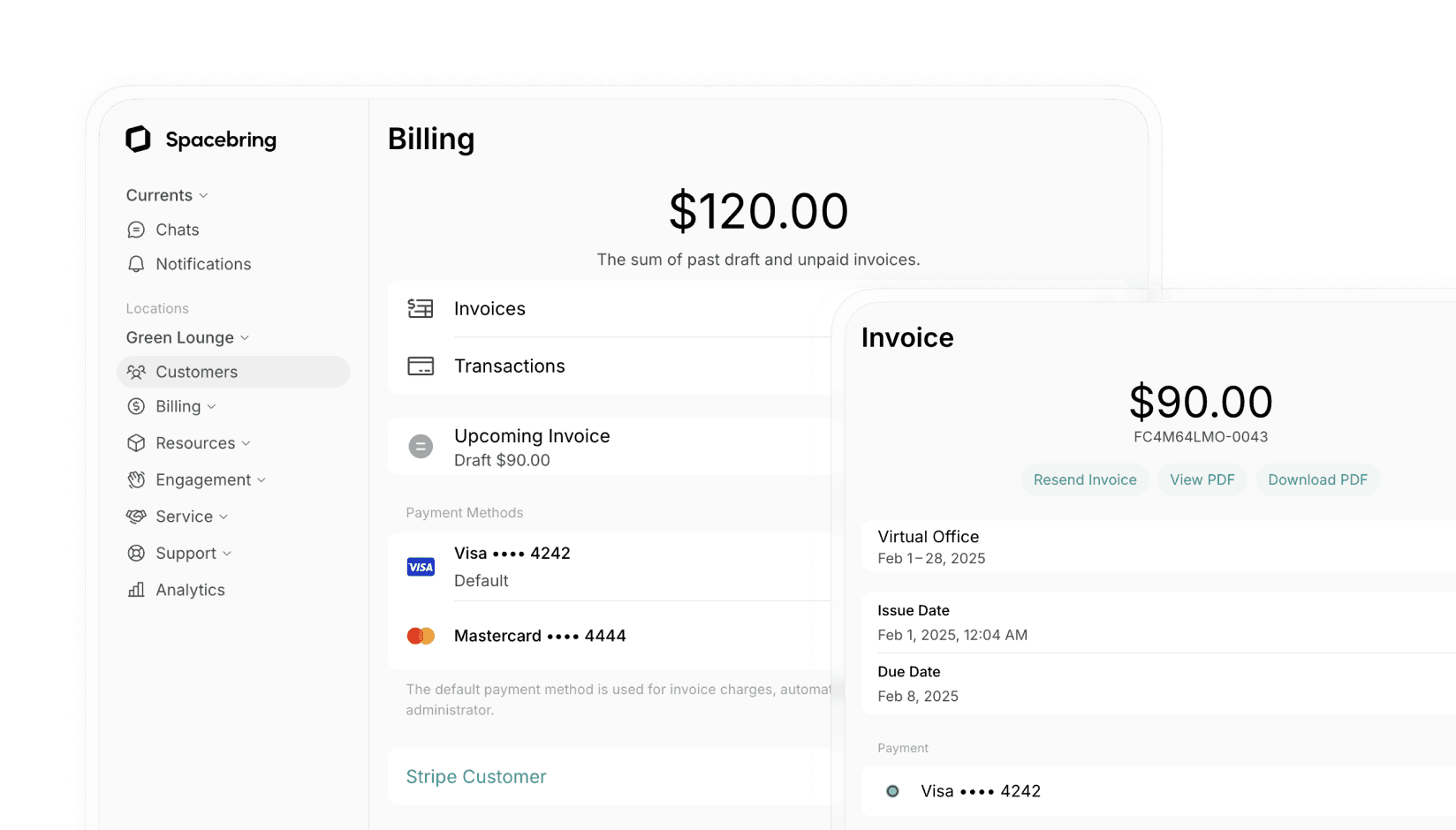 Invoicing system for coworking spaces