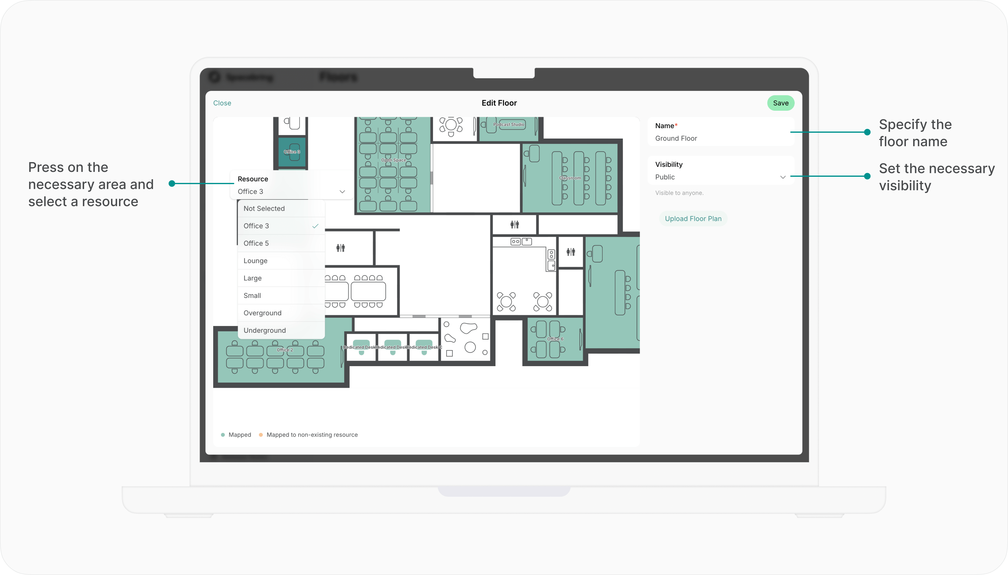 Managing floor plans on Spacebring coworking space software