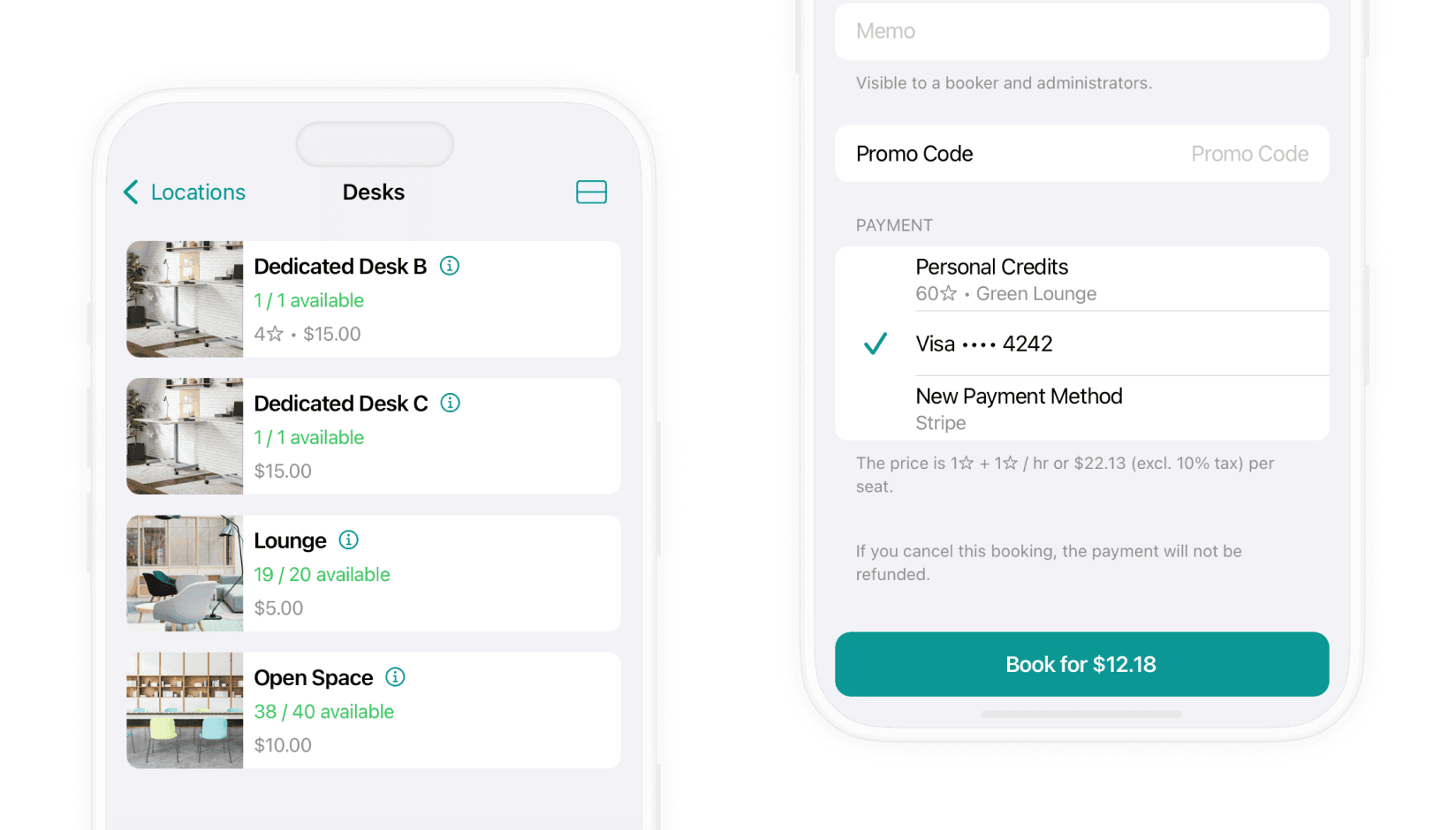 Hourly desk bookings on Spacebring coworking space management software