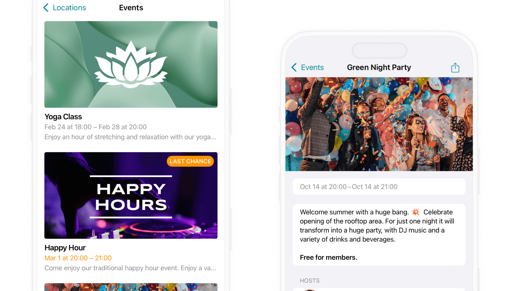 Events showcase on Spacebring coworking space management platform