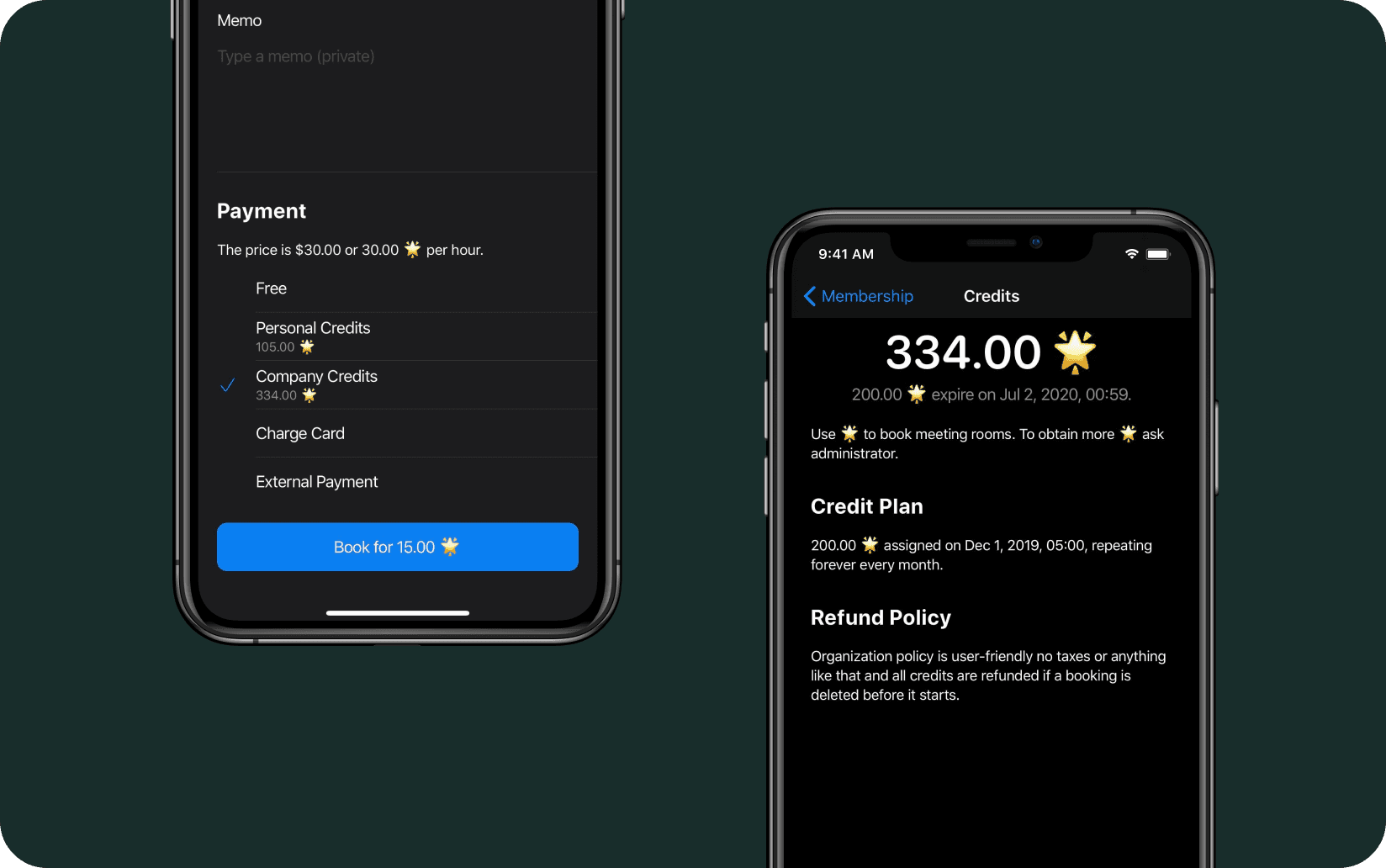 Spacebring meeting room booking system for coworking spaces - company credits page