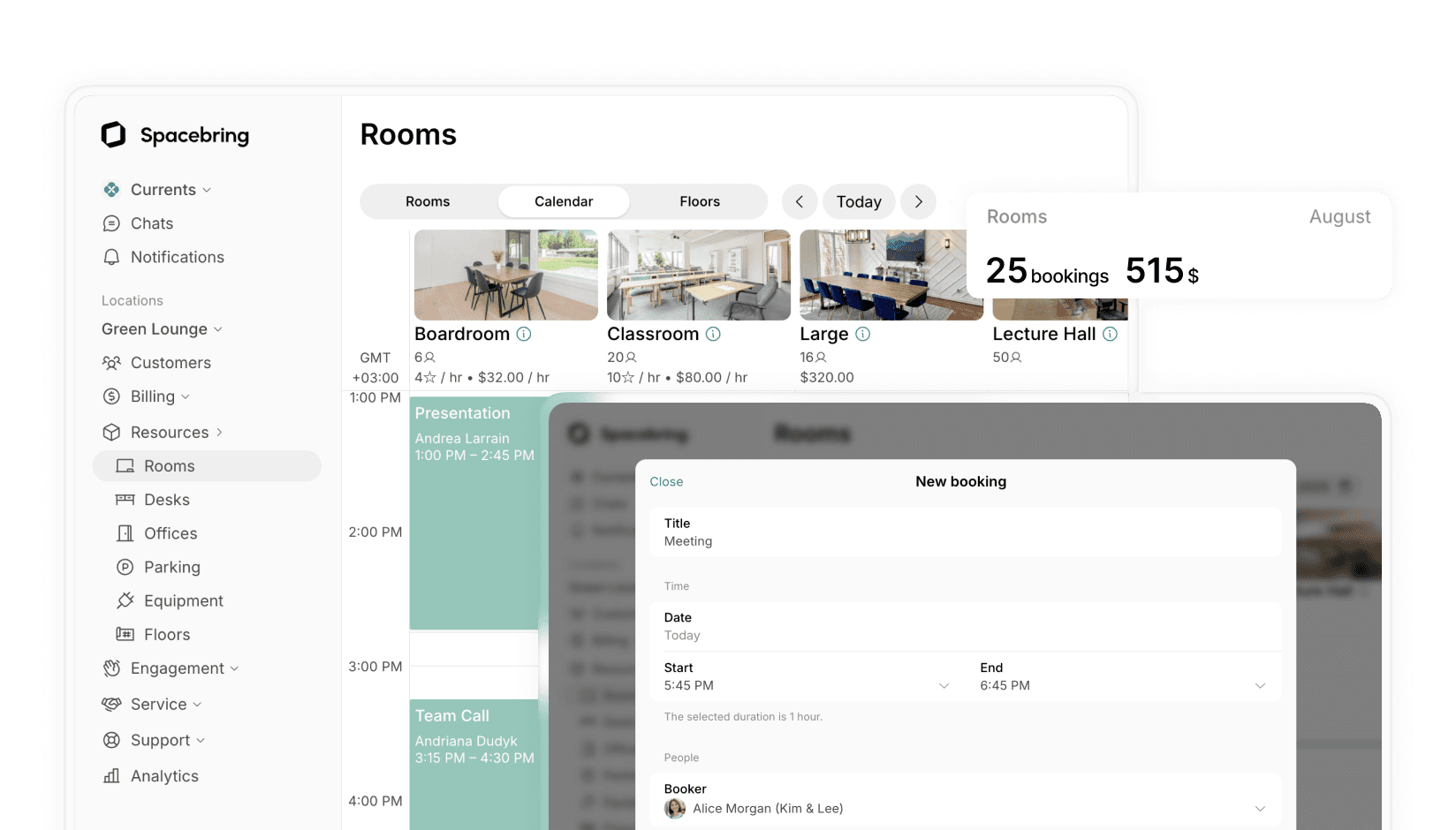 room booking system by Spacebring coworking space management software