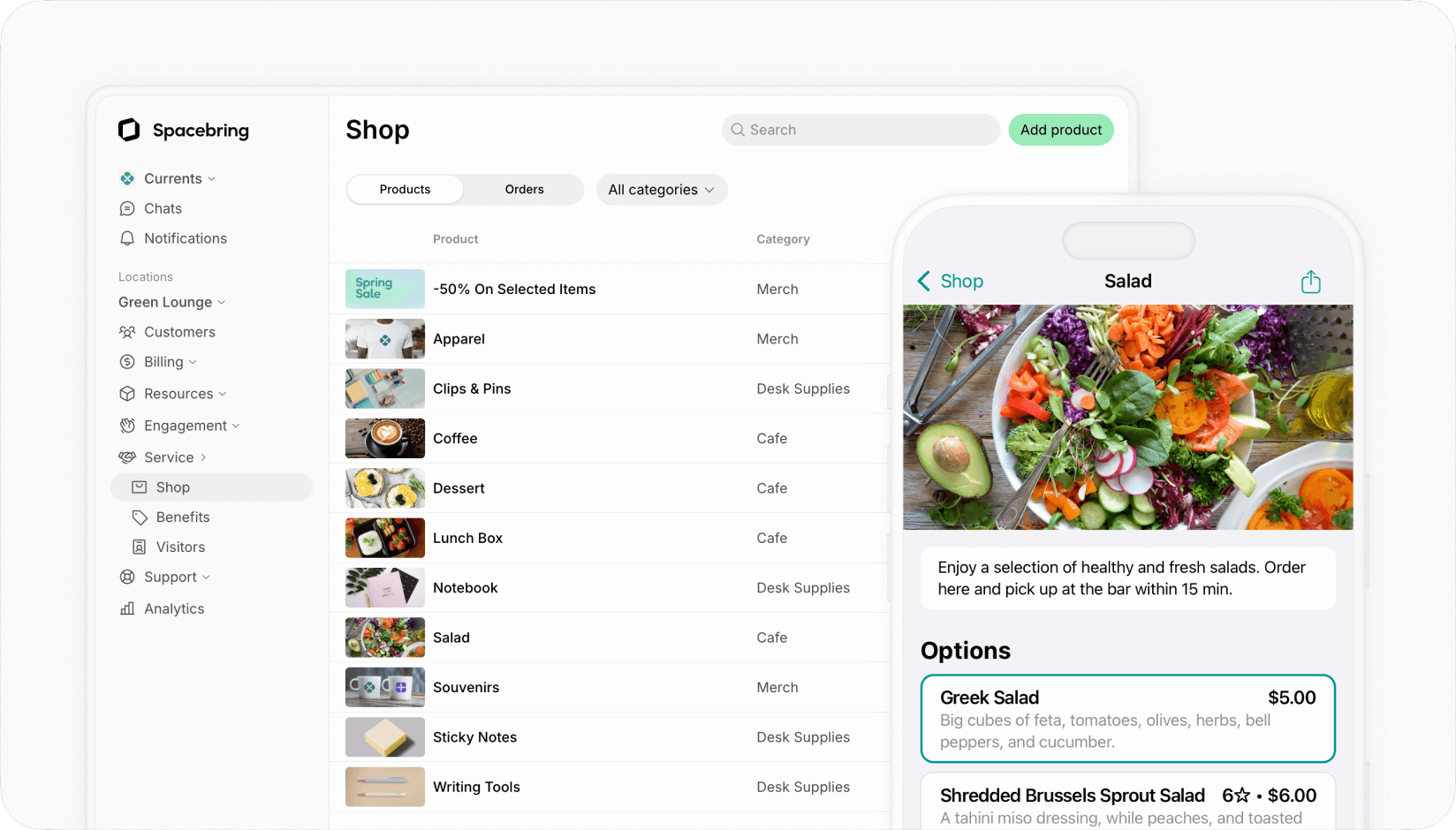 Shop on Spacebring coworking space management system