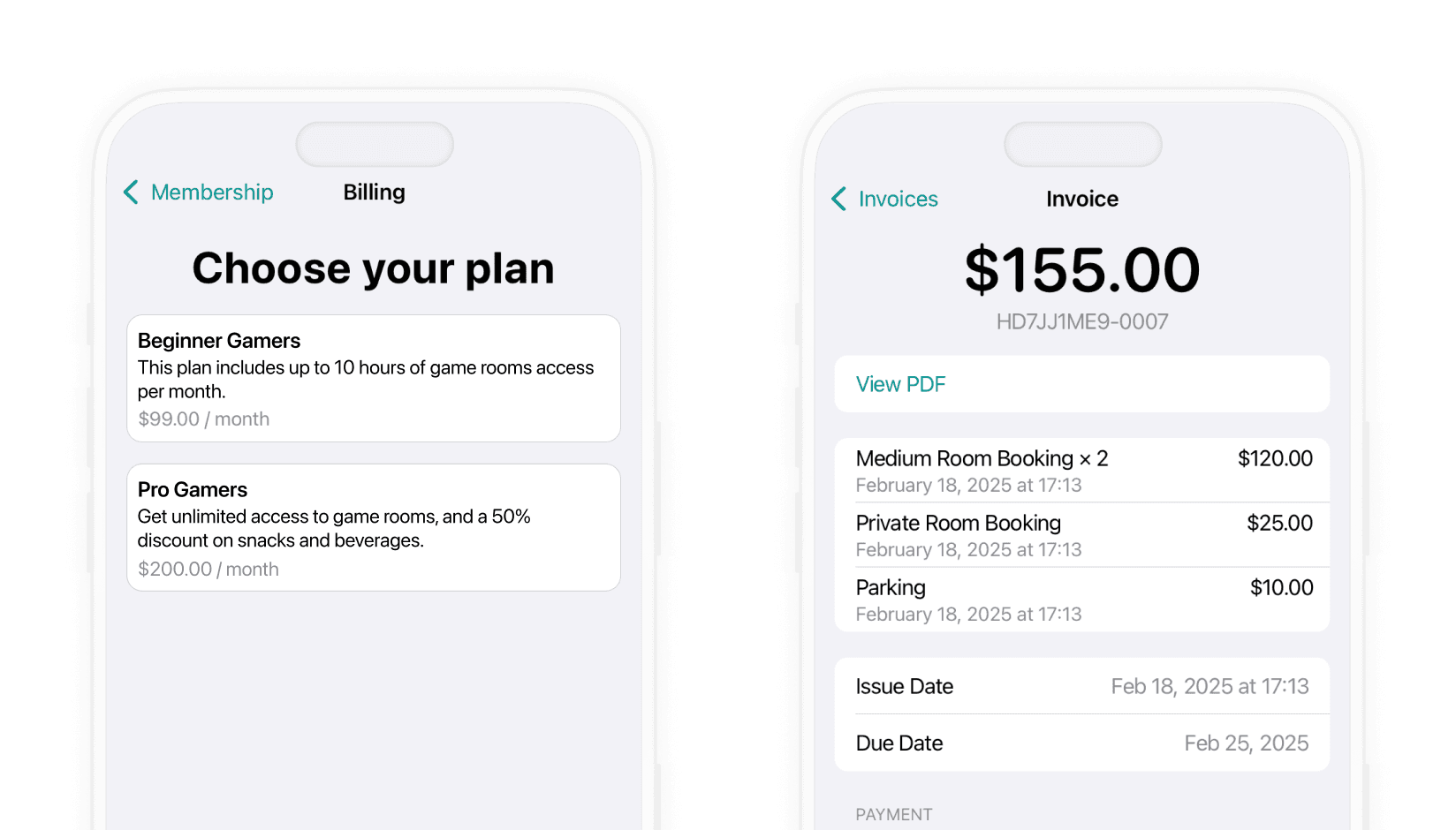 Gaming room subscription management by Spacebring