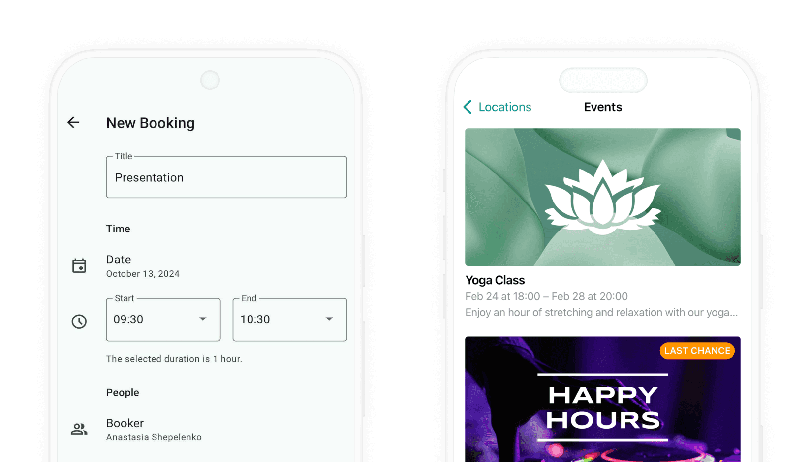 Chats and events on Spacebring gaming room management software