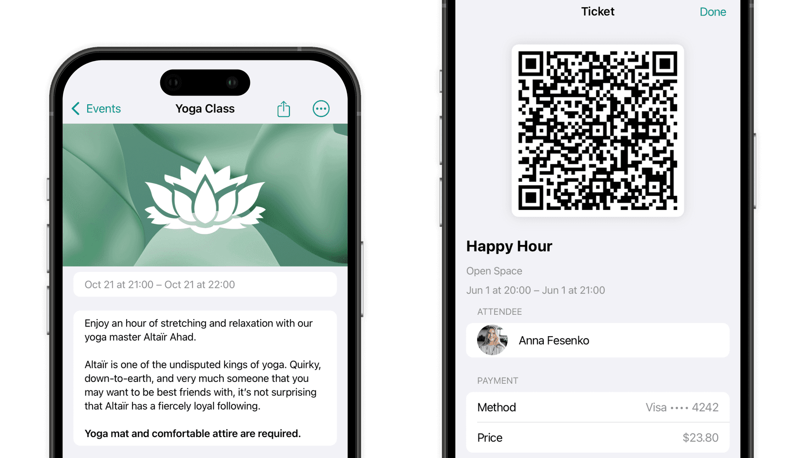 Events management system on Spacebring: joining option and ticket