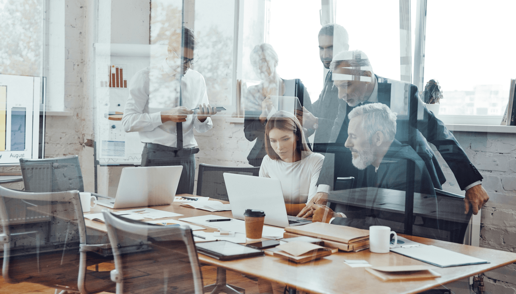 glass walls at a coworking space