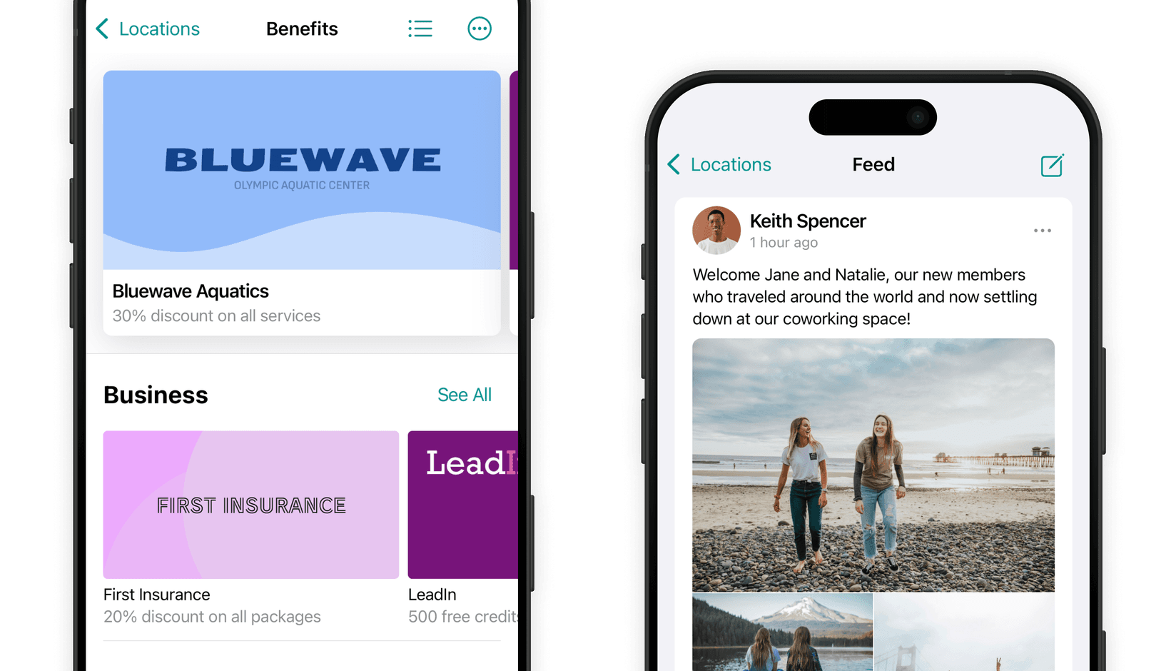 Benefits and events on Ipade coworking space app developed by Spacebring