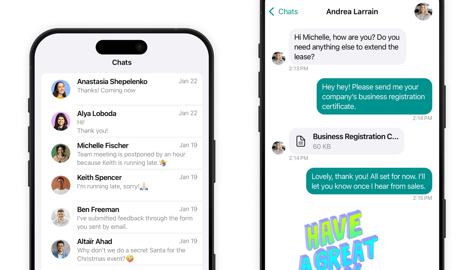 Chats on Spacebring coworking space app
