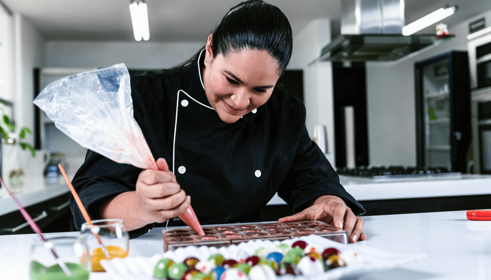 Food entrepreneur at a shared commercial kitchen