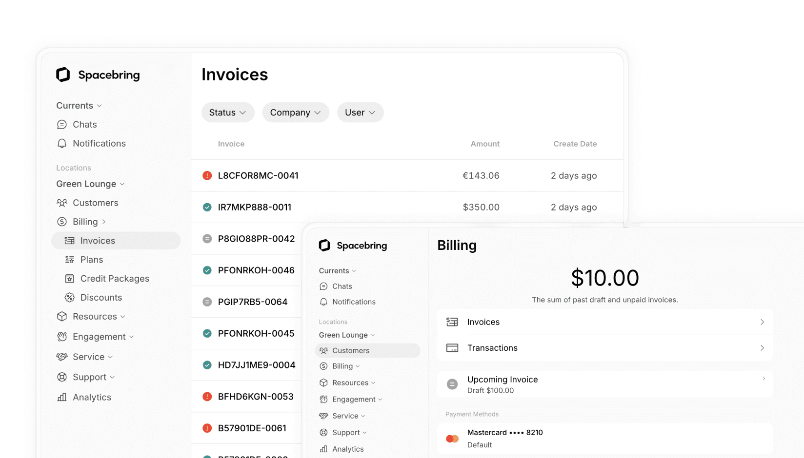 Invoicing management tool for flex spaces developed by Spacebring