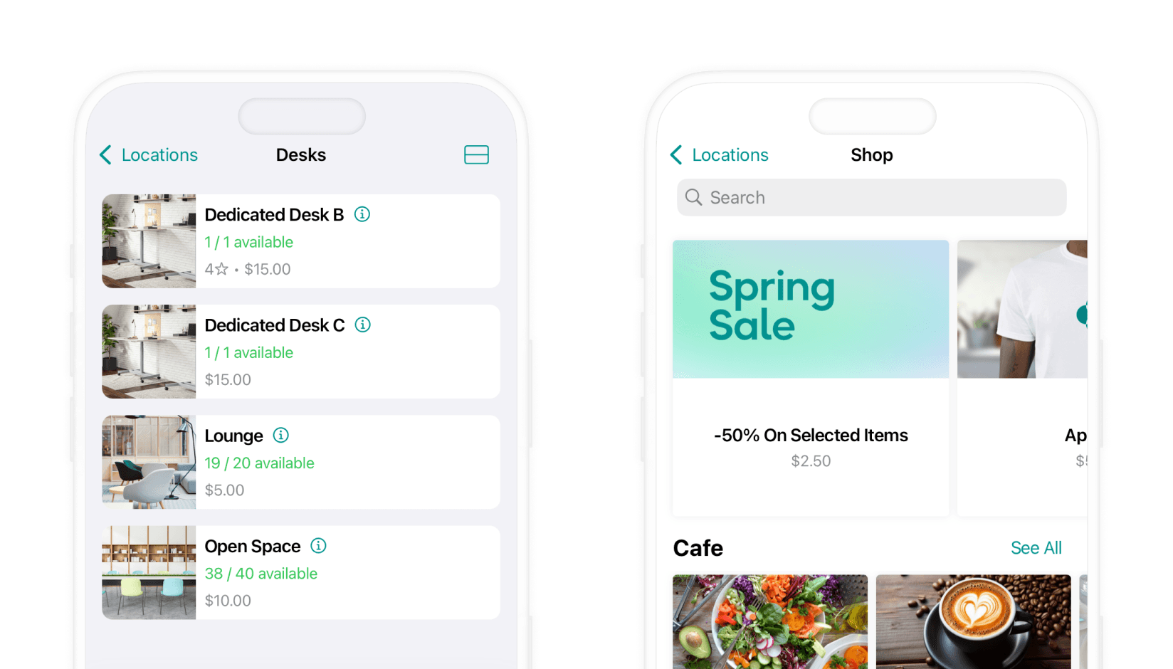 Member app for flex spaces developed by Spacebring coworking space management software