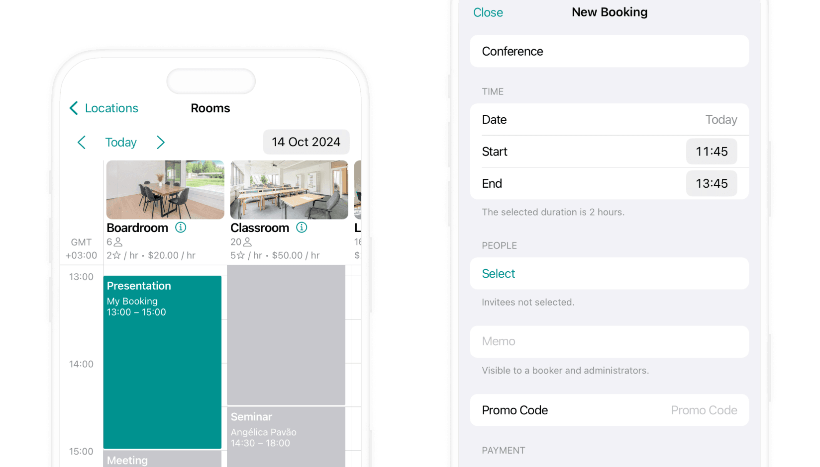 Booking system for flex spaces by Spacebring coworking space management software