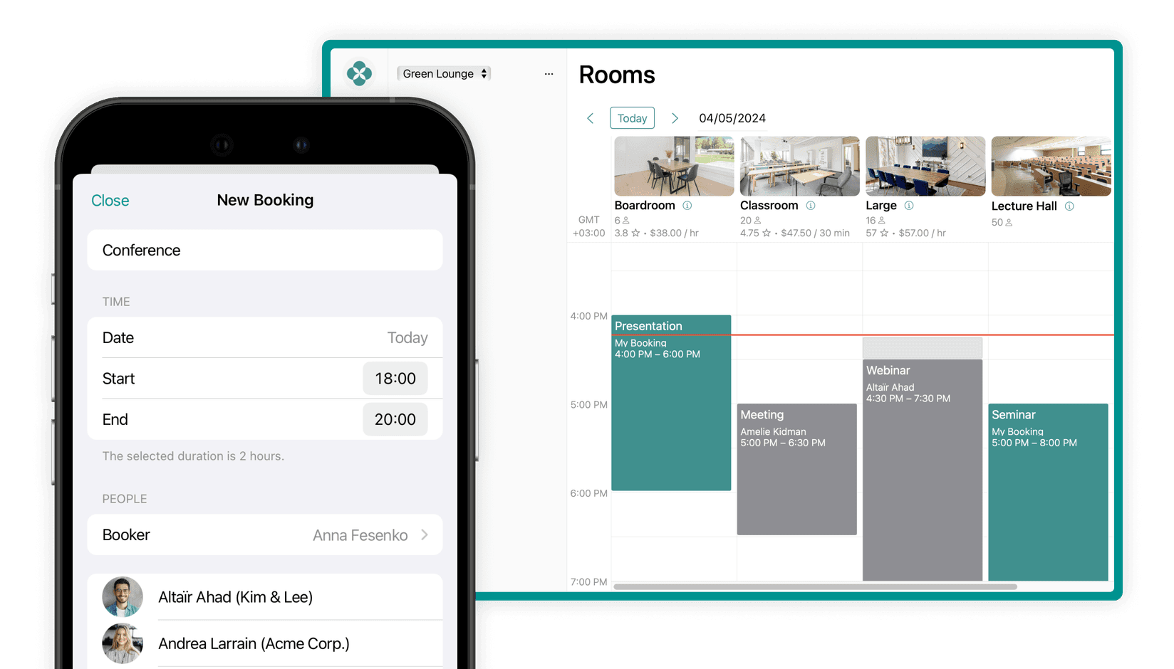Room booking system on Spacebring coworking space software