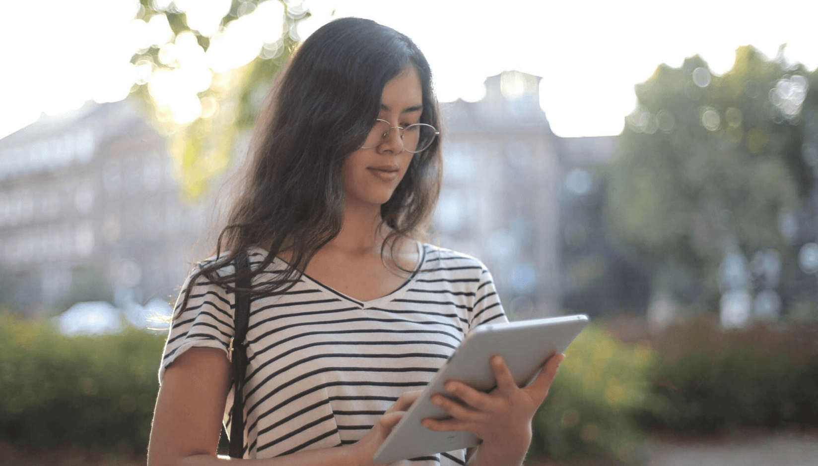 coworking space manager with ipad