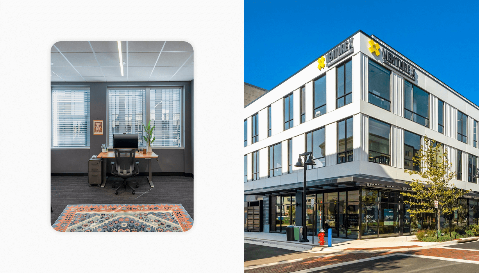 Venture X shared workspace interior and exterior design