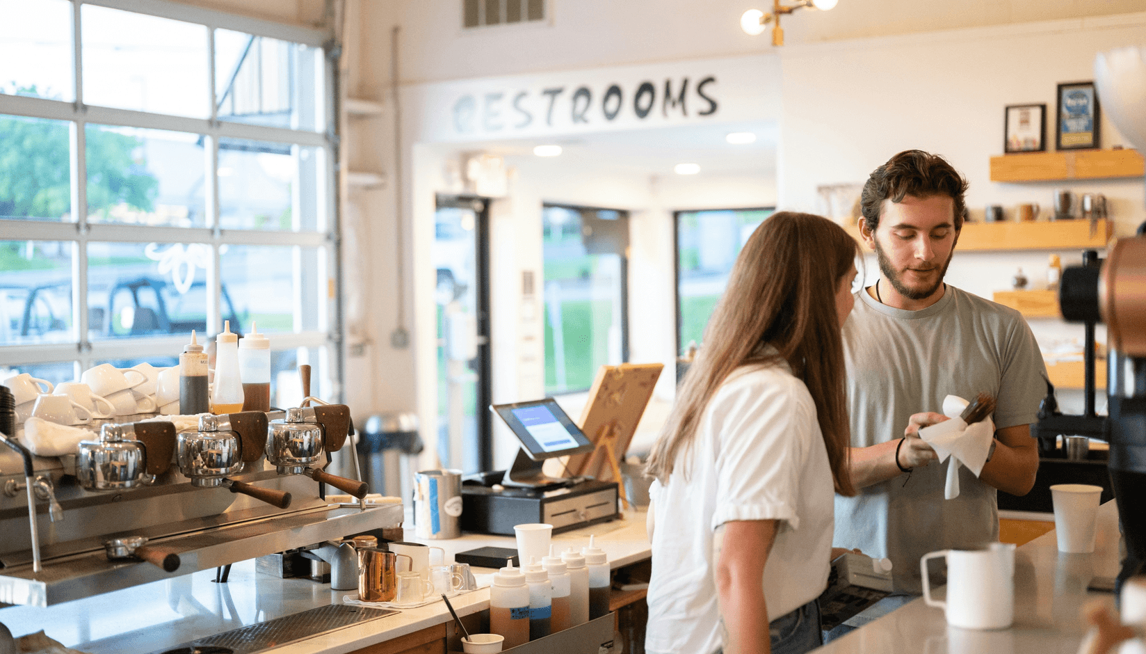 members having lunch at a coworking space kitchen