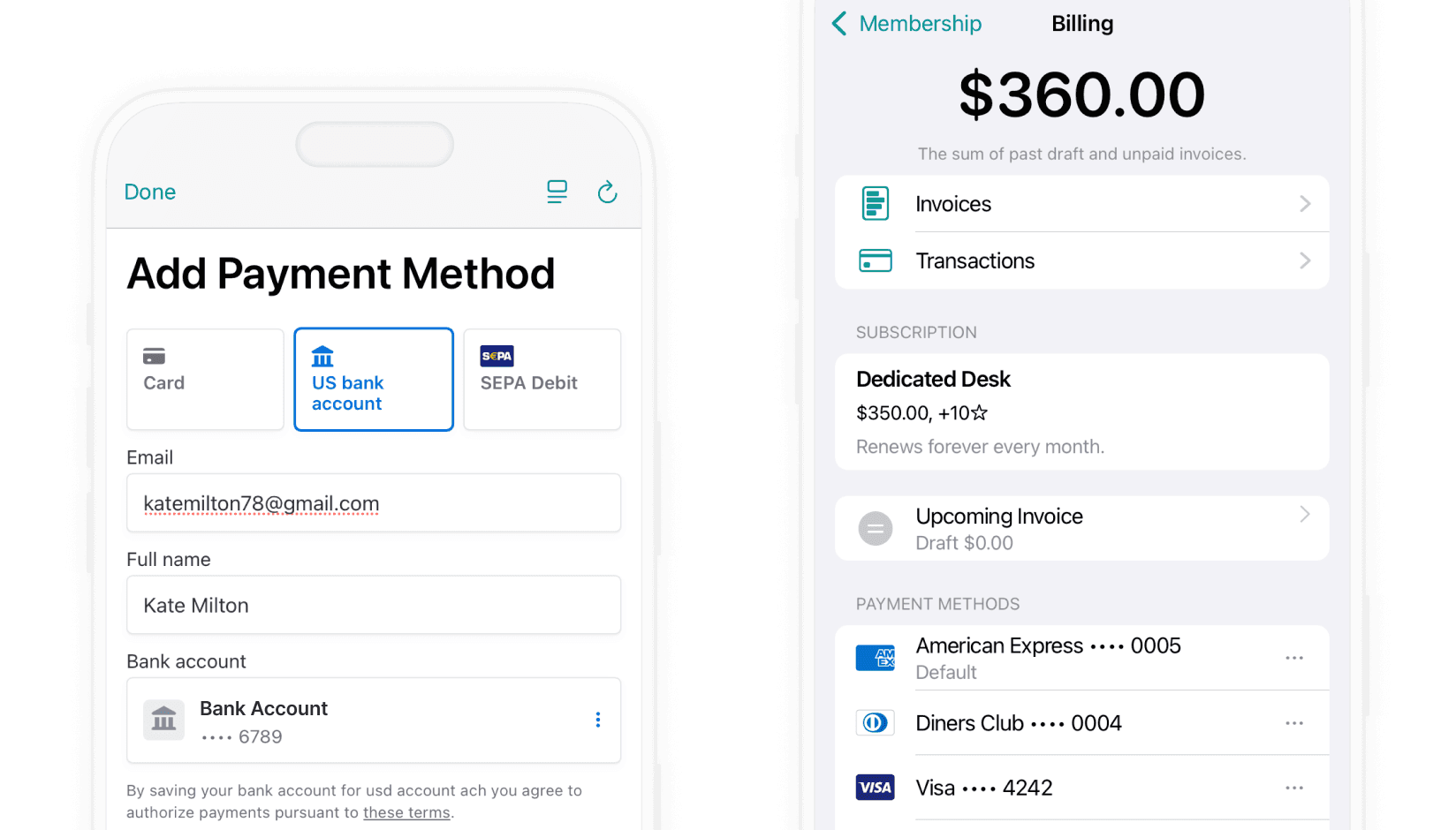 ACH payments - automate invoicing at a coworking space