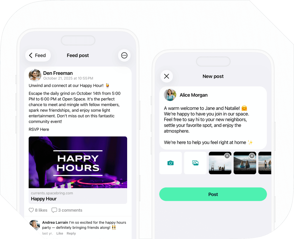 Feed in Spacebring admin mobile app