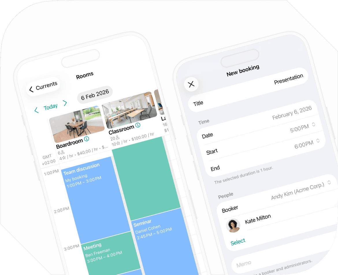 Room booking in Spacebring admin mobile app