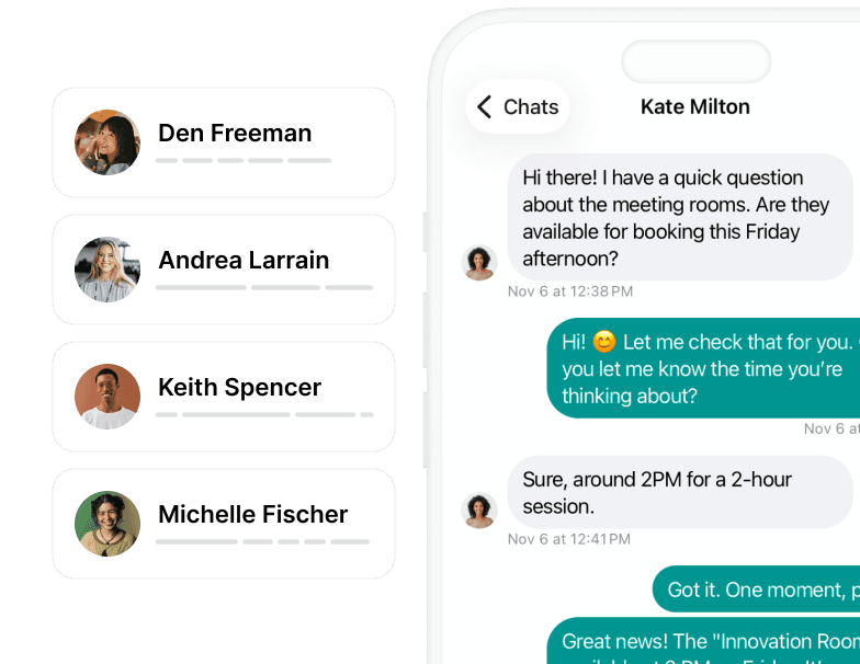 Chats at Spacebring admin mobile app