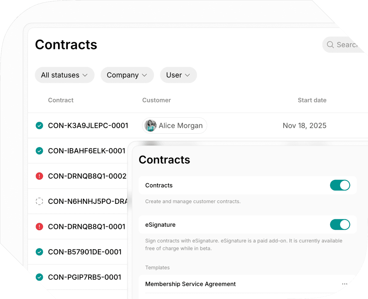 Contract management in Spacebring