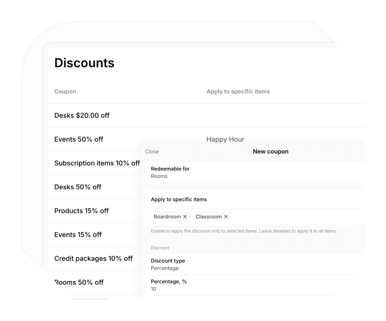 Creating discounts in Spacebring