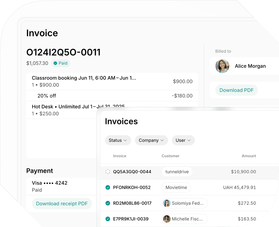 Member invoice in Spacebring