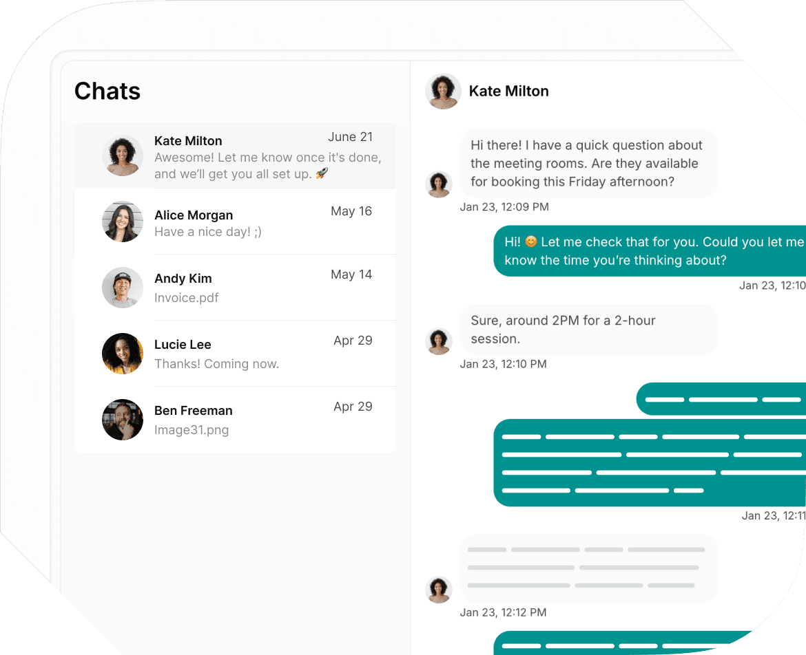 Direct and group chats in Spacebring