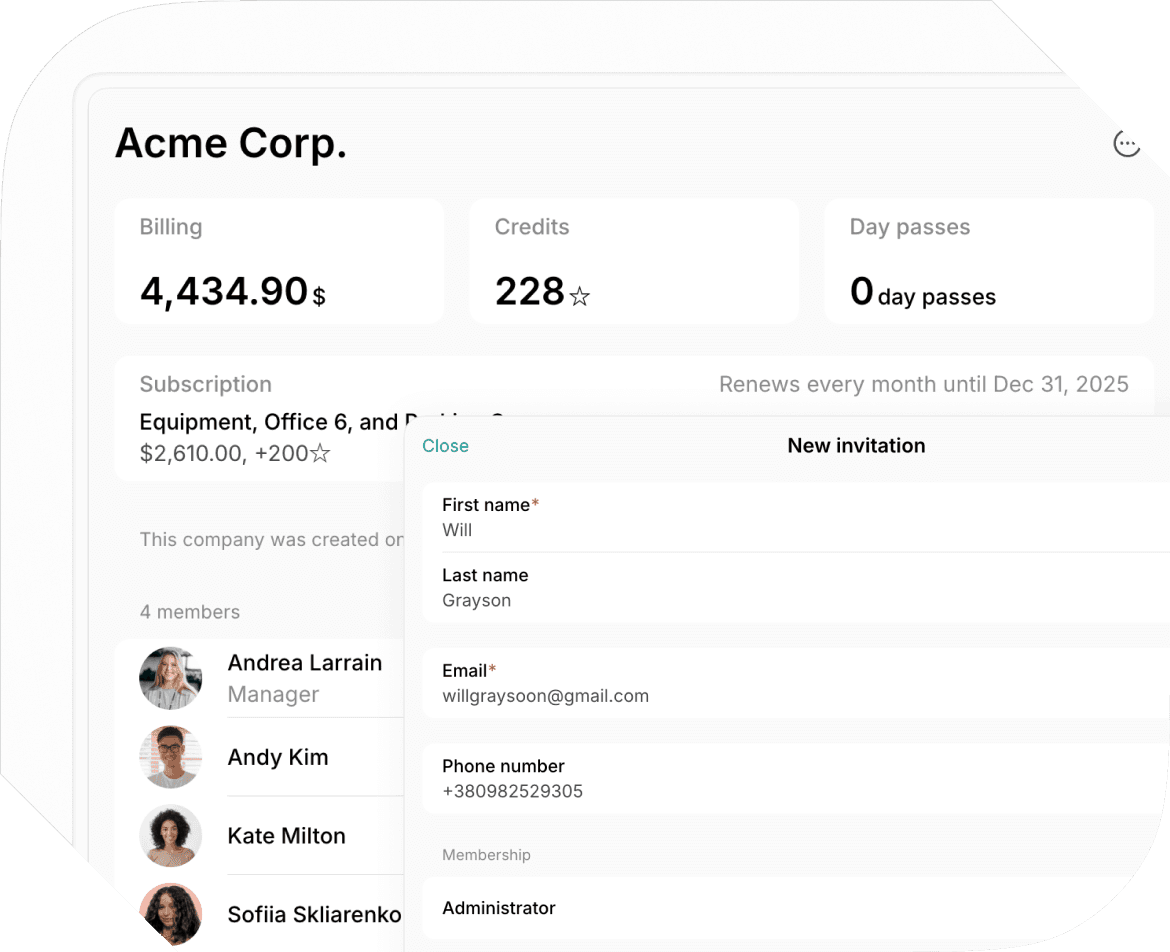 Member management on Spacebring coworking space management software