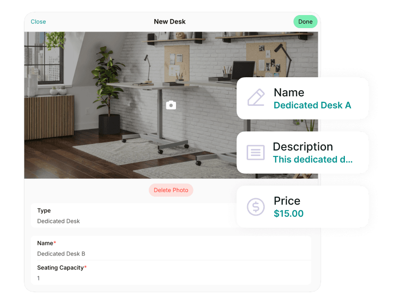 Desk management tool for coworking spaces