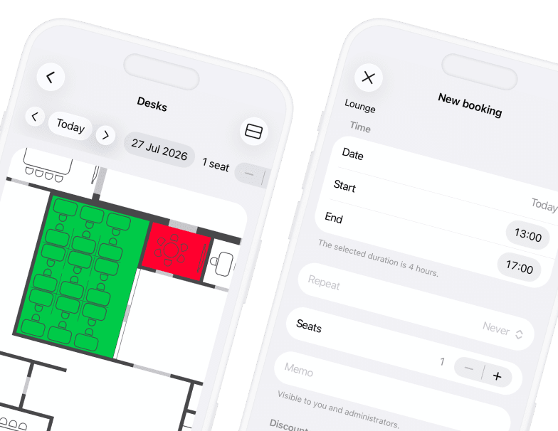 Seamless desk booking experience at Spacebring coworking space management software