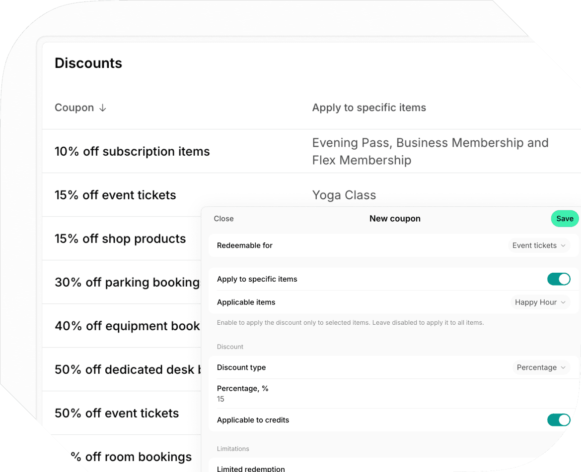 Create Discounts at Spacebring Coworking Space Management Platform