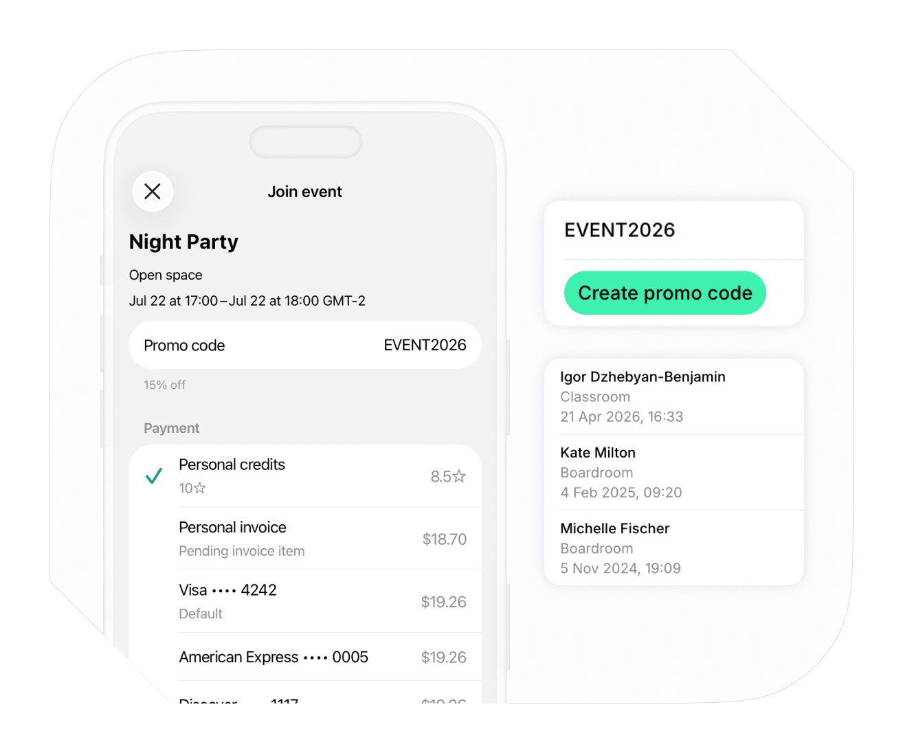 Create & apply promo codes to your coworking services with Spacebring