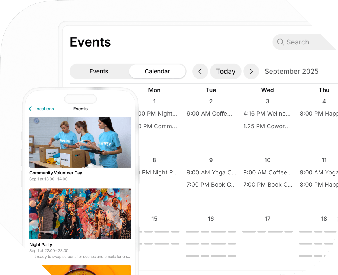Discovery and curation of events on Spacebring coworking space management platform