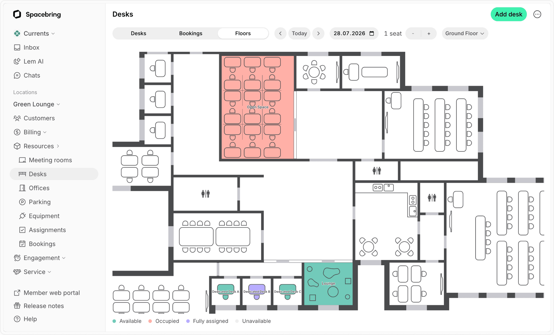 Desk booking with floor plans