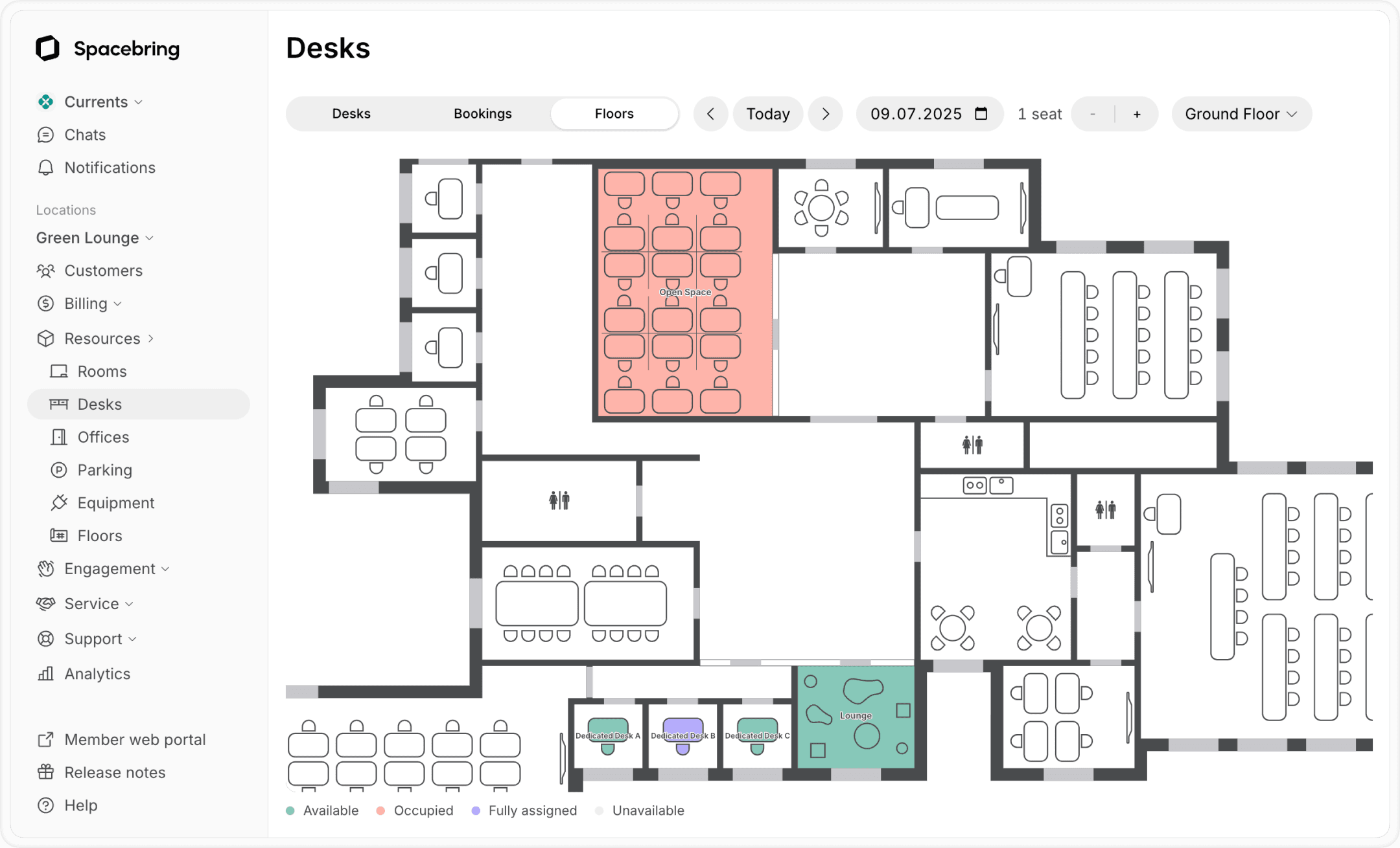 Desk booking with floor plans