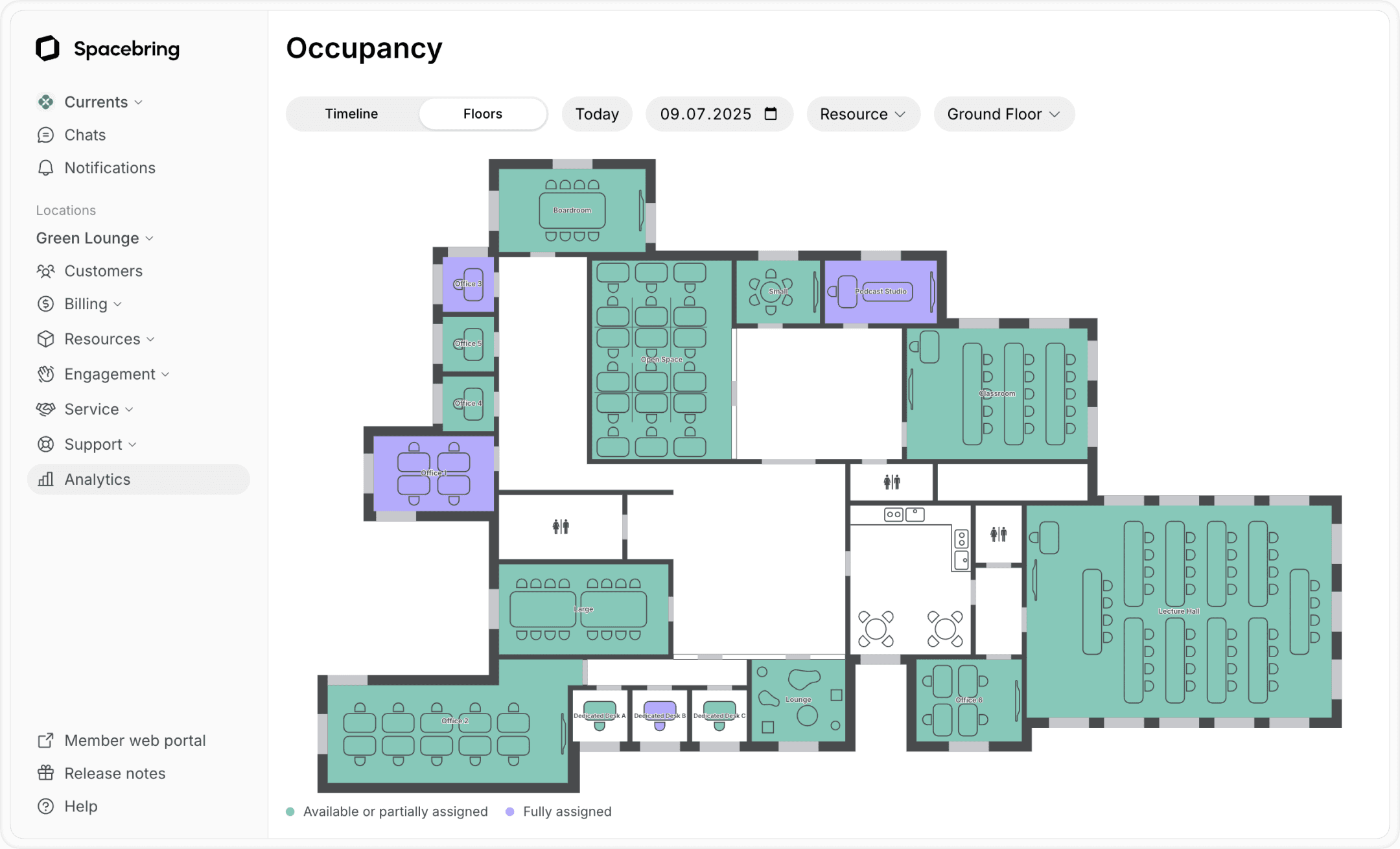 Occupancy tracking with Spacebring floor plans