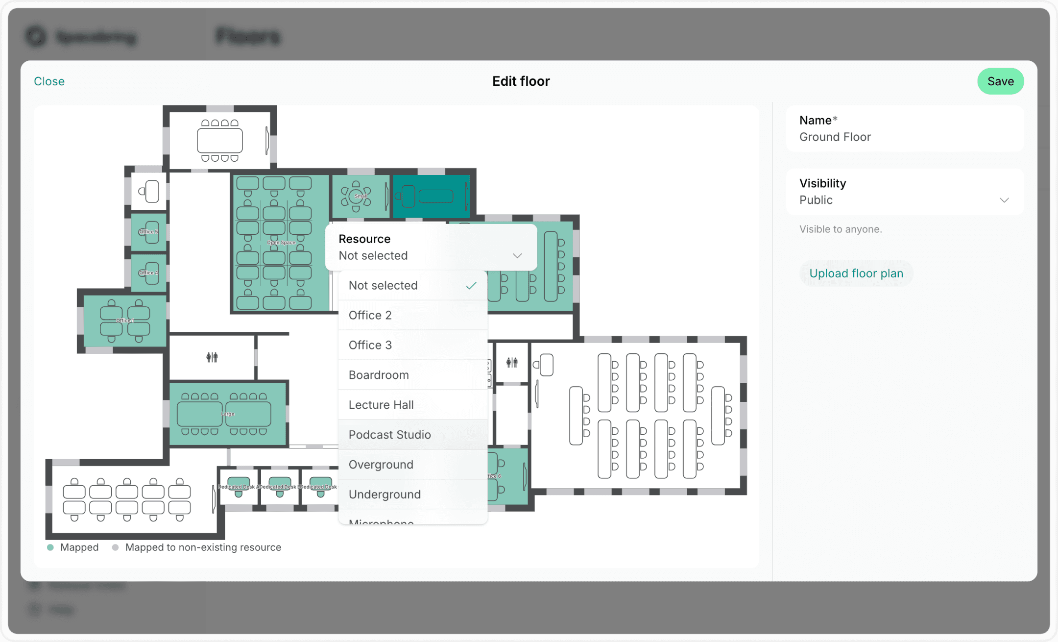 Assign resources for your floor plan