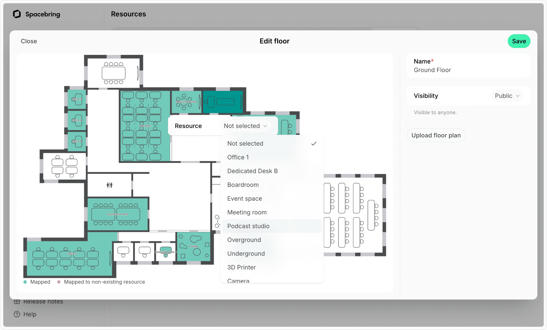 Assign resources for your floor plan