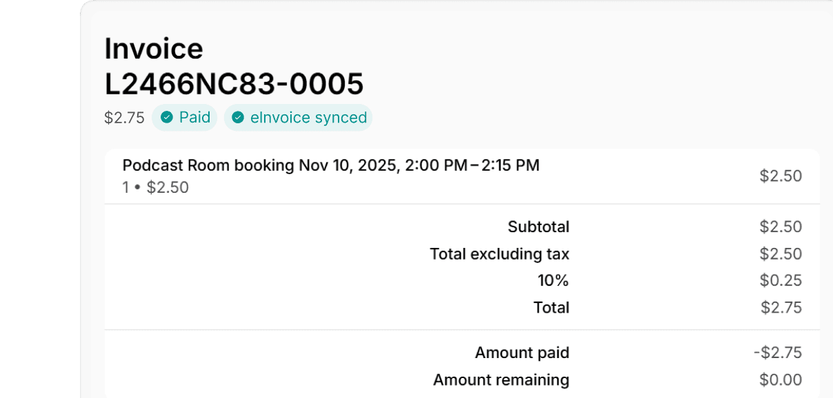 eInvoices at Spacebring coworking space management software