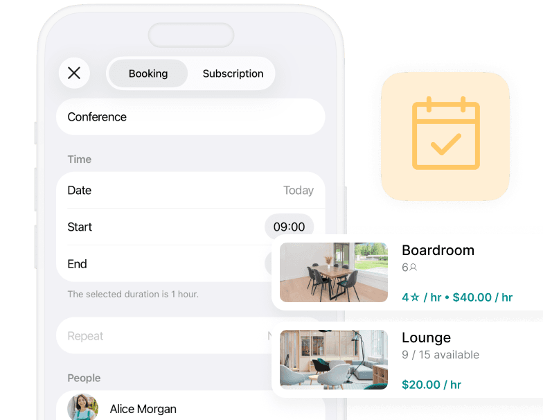 External users book coworking space services in Spacebring platform