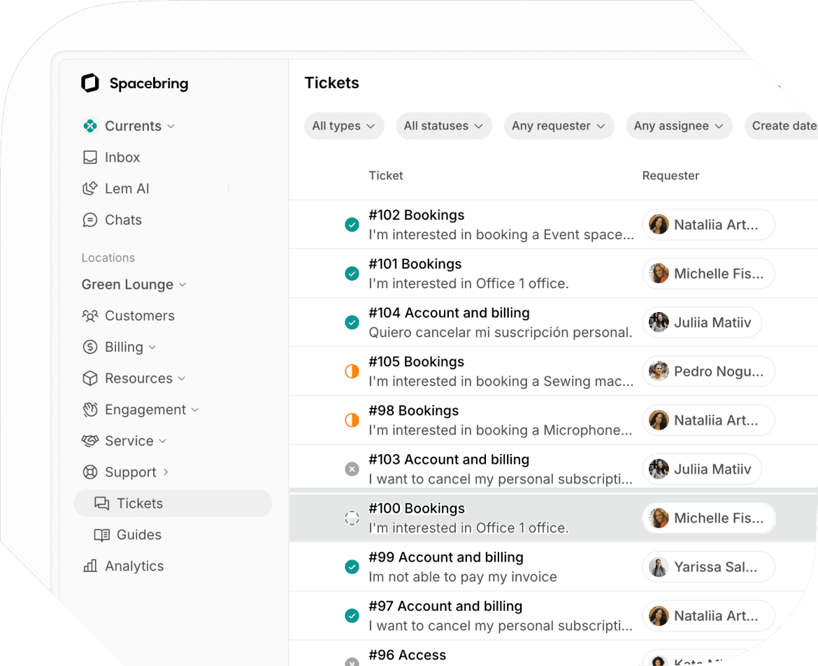 Issue reporting & tracking on Spacebring
