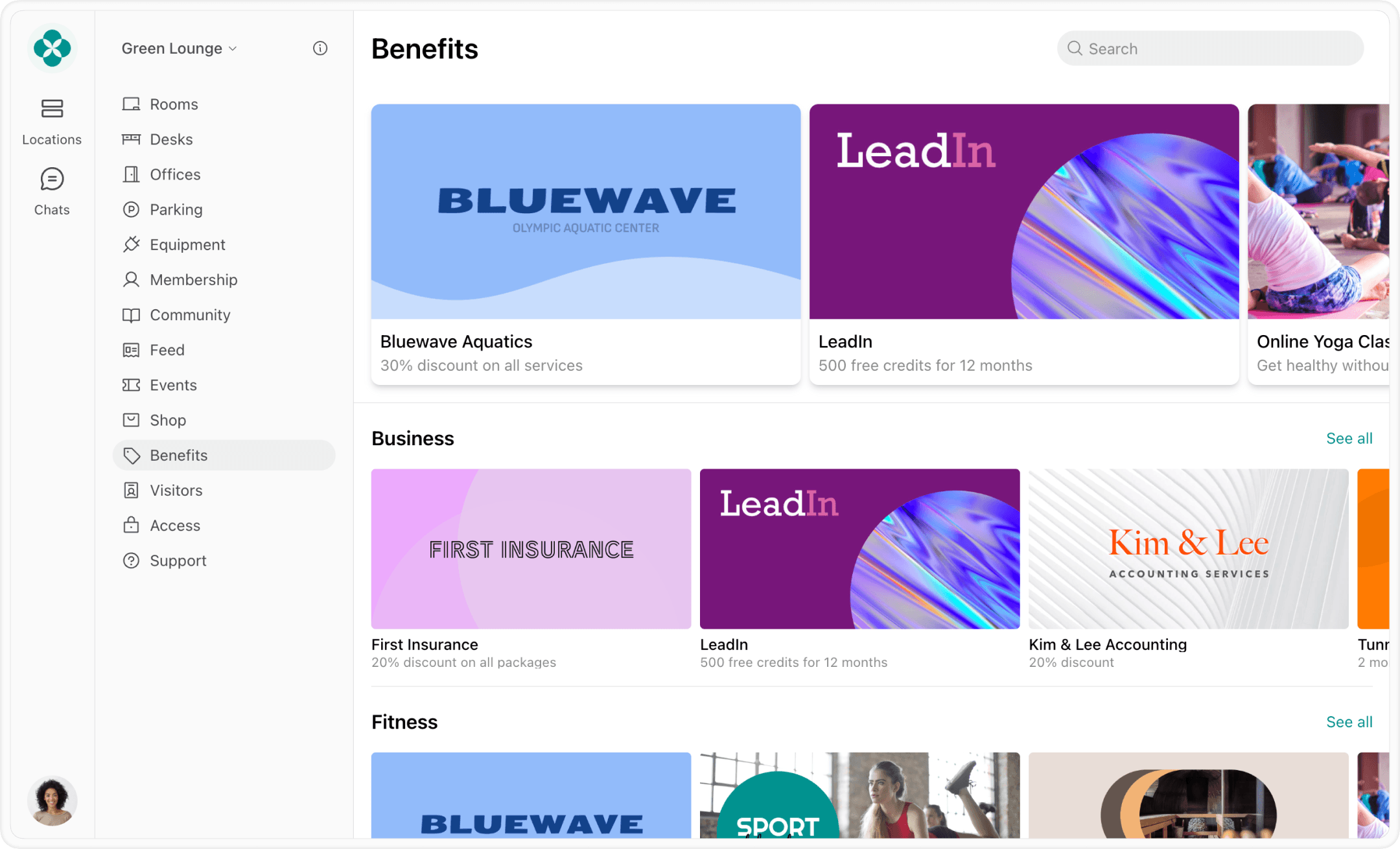 Manage benefit catalog at Spacebring coworking platform