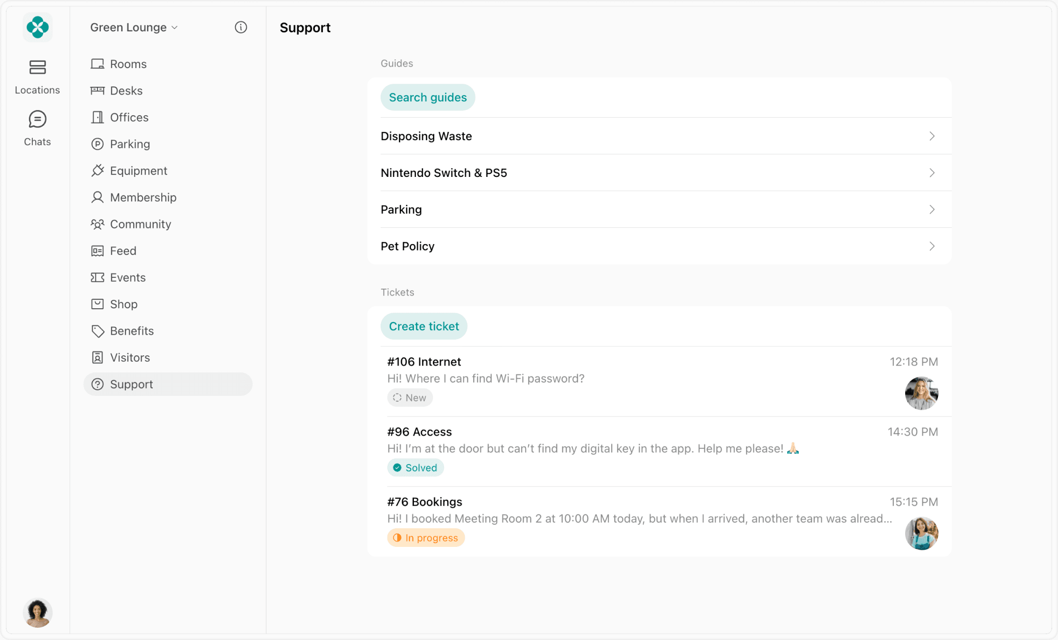 Support at Spacebring coworking platform