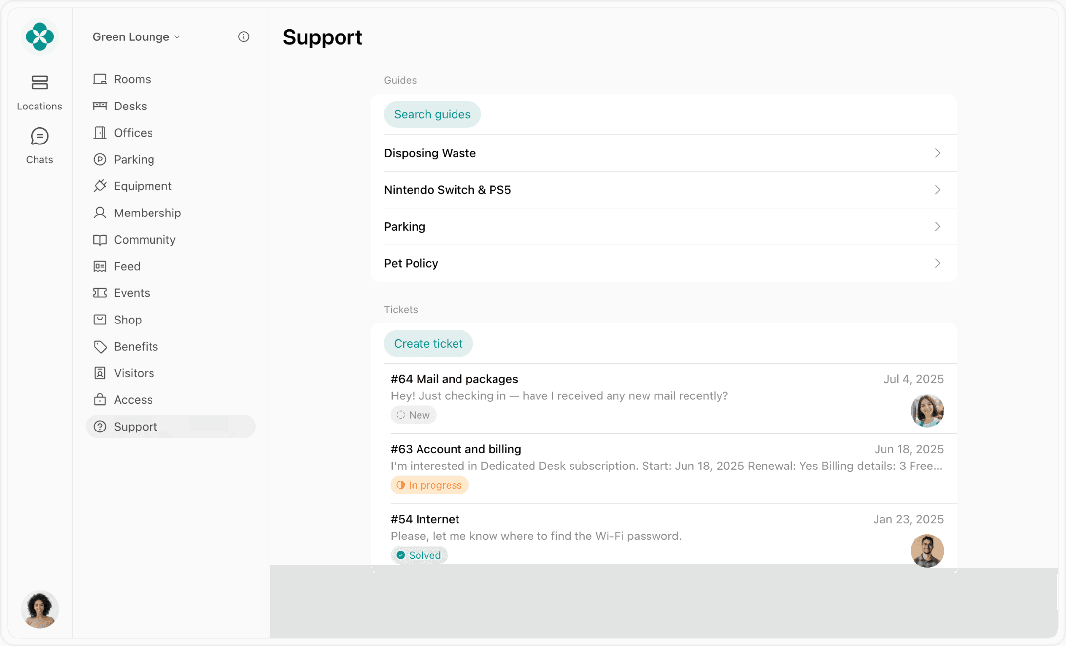 Support at Spacebring coworking platform