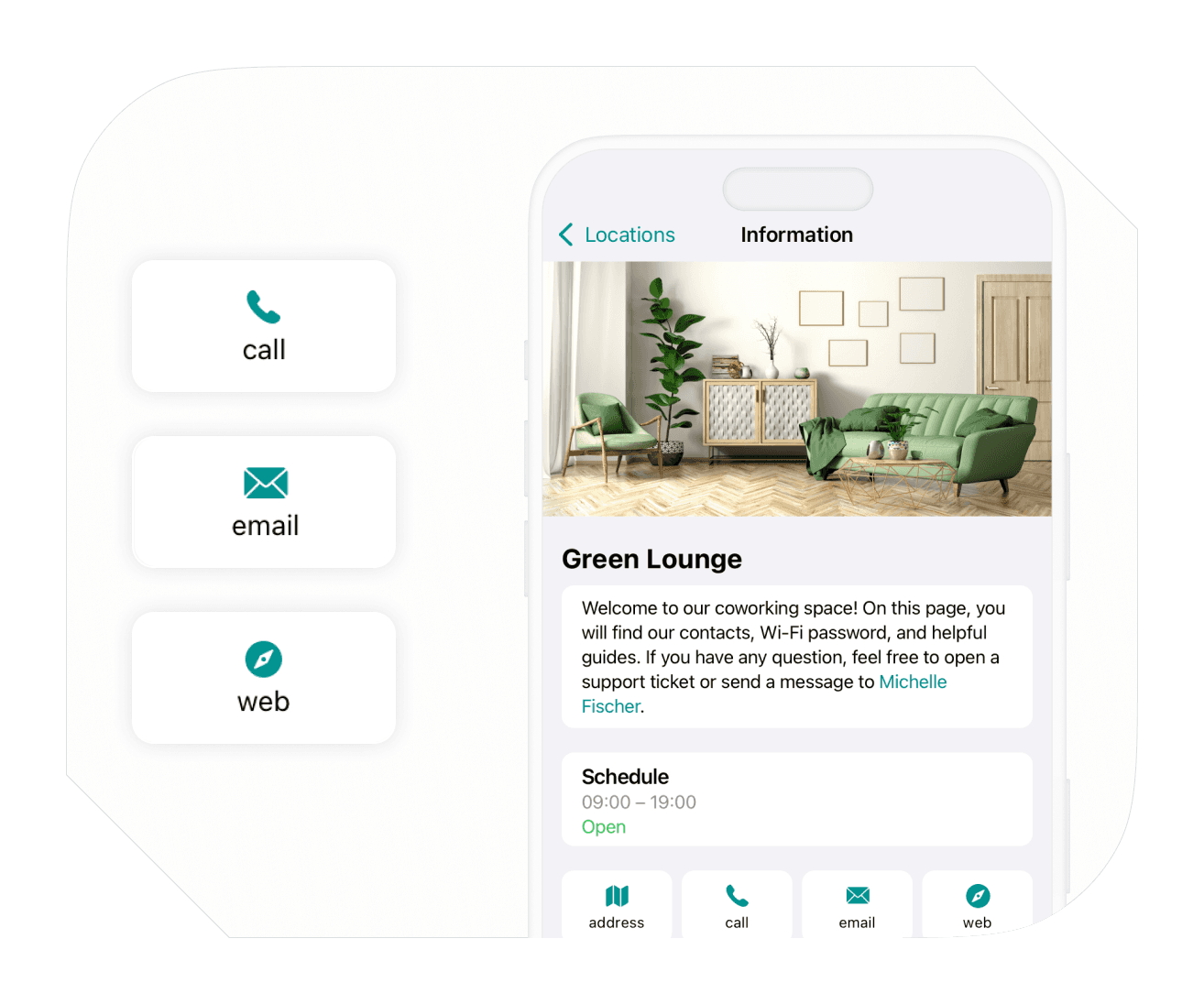 Location information on Spacebring coworking space management software
