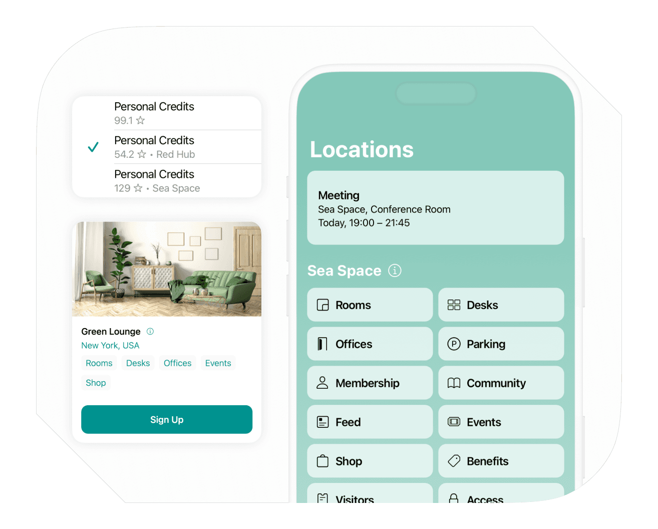 Cross-location booking possibilities on Spacebring coworking space management software