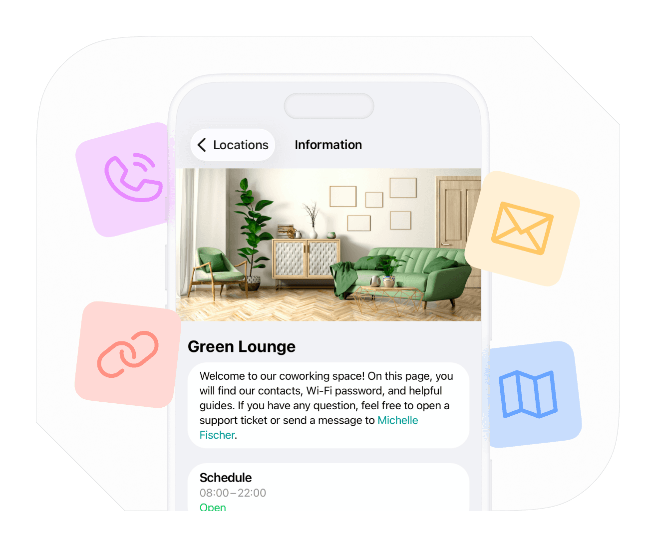 Location information on Spacebring coworking space management software